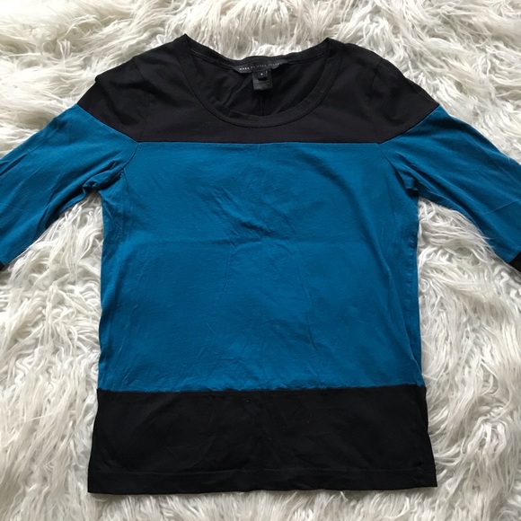 MARC‎ BY MARC JACOBS BLUE BLACK LONG SLEEVE TOP - Picture 1 of 5